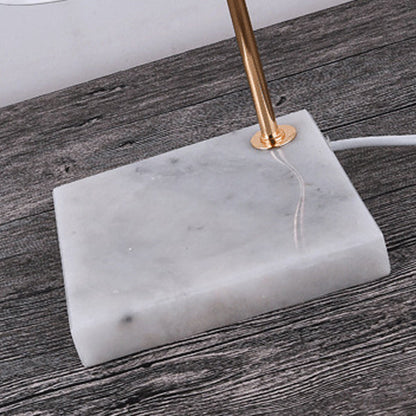 Modern Minimalist Square Conical Curved Metal Marble 1-Light Melting Wax Table Lamp For Living Room