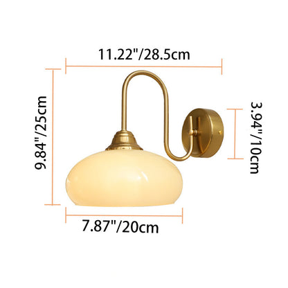 Traditional French Flat Ball Curved Round Glass Iron 1-Light Wall Sconce Lamp For Bedroom