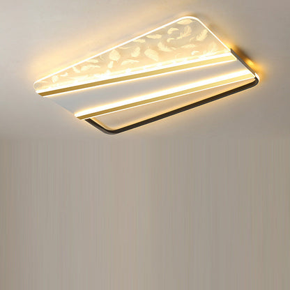 Modern Minimalist Rectangle Star Line Leaf Acrylic Iron LED Flush Mount Ceiling Light For Bedroom