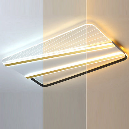 Modern Minimalist Rectangle Star Line Leaf Acrylic Iron LED Flush Mount Ceiling Light For Bedroom