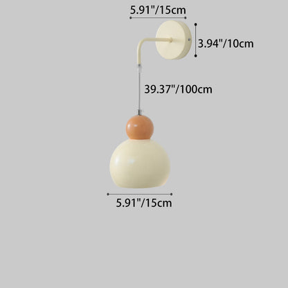 Contemporary Scandinavian Orb Round Lanyard Glass Iron 1-Light Wall Sconce Lamp For Bedroom
