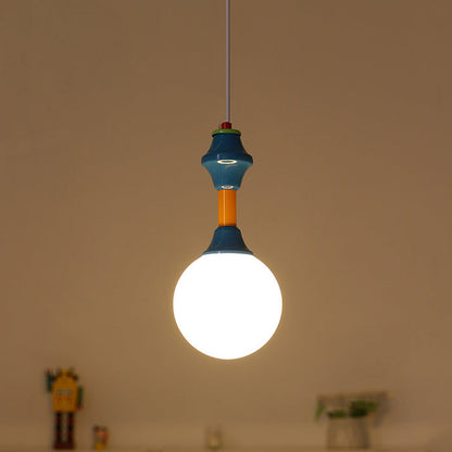 Traditional Vintage Prismatic Magic Bean Round Glass Iron 1-Light Pendant Light For Living Room