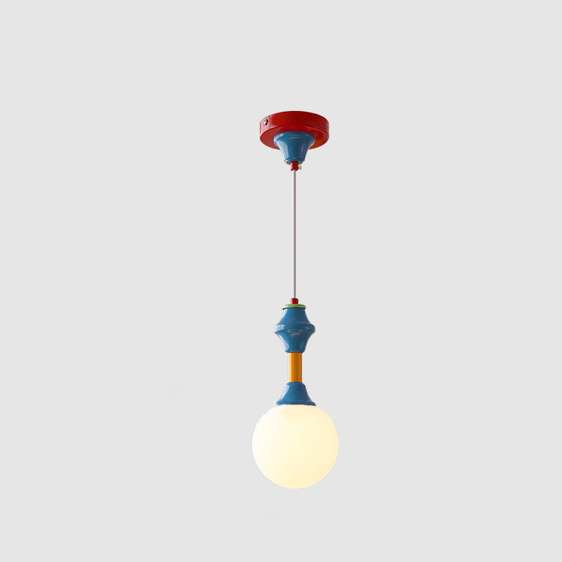 Traditional Vintage Prismatic Magic Bean Round Glass Iron 1-Light Pendant Light For Living Room