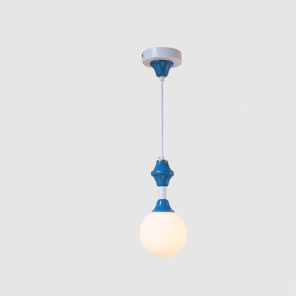 Traditional Vintage Prismatic Magic Bean Round Glass Iron 1-Light Pendant Light For Living Room