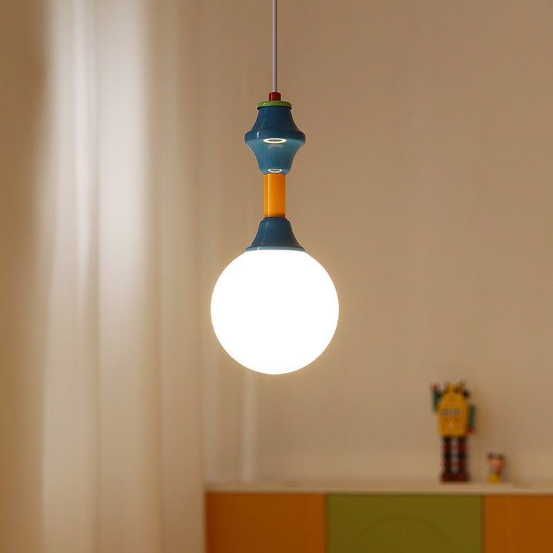 Traditional Vintage Prismatic Magic Bean Round Glass Iron 1-Light Pendant Light For Living Room