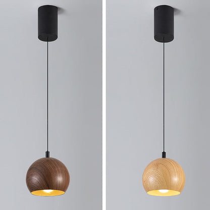 Modern Minimalist Cone Cylinder Ball Sector Liftable Fabric Solid Wood Iron 1-Light Pendant Light For Living Room