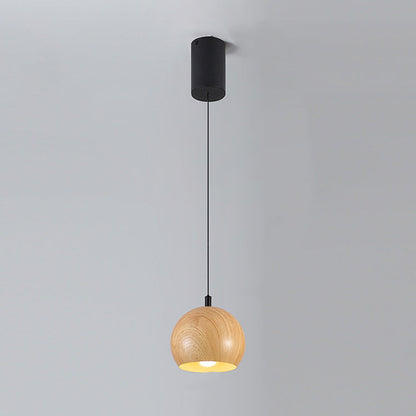 Modern Minimalist Cone Cylinder Ball Sector Liftable Fabric Solid Wood Iron 1-Light Pendant Light For Living Room