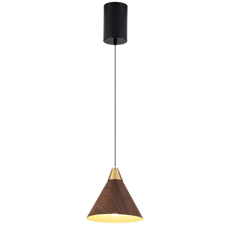 Modern Minimalist Cone Cylinder Ball Sector Liftable Fabric Solid Wood Iron 1-Light Pendant Light For Living Room