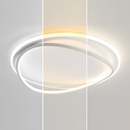Modern Minimalist Curved Round Silicone Aluminum Iron LED Flush Mount Ceiling Light For Bedroom