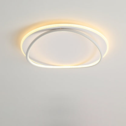 Modern Minimalist Curved Round Silicone Aluminum Iron LED Flush Mount Ceiling Light For Bedroom