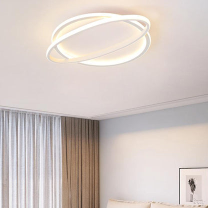 Modern Minimalist Square Round Oval Stacking PC Iron LED Flush Mount Ceiling Light For Bedroom