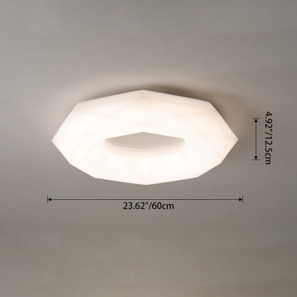 Contemporary Creative Cream Polygon PE Iron LED Flush Mount Ceiling Light For Bedroom