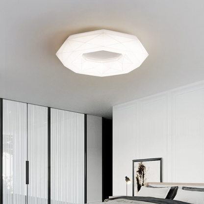 Contemporary Creative Cream Polygon PE Iron LED Flush Mount Ceiling Light For Bedroom