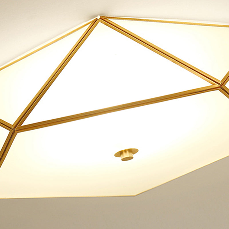 Contemporary Scandinavian Octagon Square Glass Brass 4/5 Light Flush Mount Ceiling Light For Bedroom