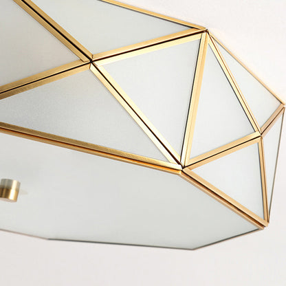 Contemporary Scandinavian Octagon Square Glass Brass 4/5 Light Flush Mount Ceiling Light For Bedroom