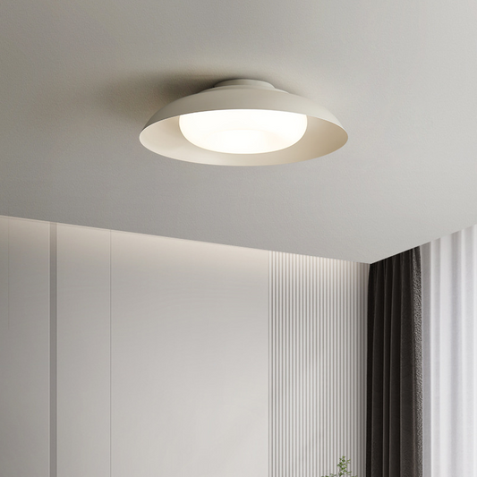 Modern Minimalist Bowl Trapezoid Pebble Round PE Iron LED Flush Mount Ceiling Light For Bedroom