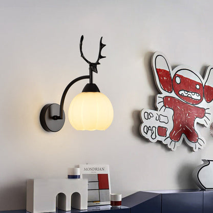 مصباح حائط دائري من الزجاج والحديد على شكل قرون اليقطين بتصميم آرت ديكو حديث لغرفة النوم 