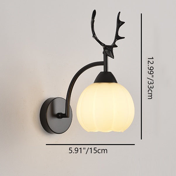 مصباح حائط دائري من الزجاج والحديد على شكل قرون اليقطين بتصميم آرت ديكو حديث لغرفة النوم 