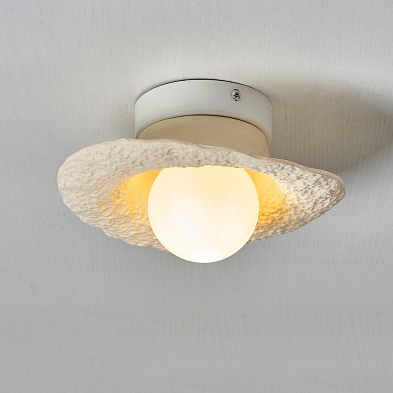 Contemporary Creative Irregular Round Ball Resin Hardware 1-Light Semi-Flush Mount Ceiling Light For Living Room