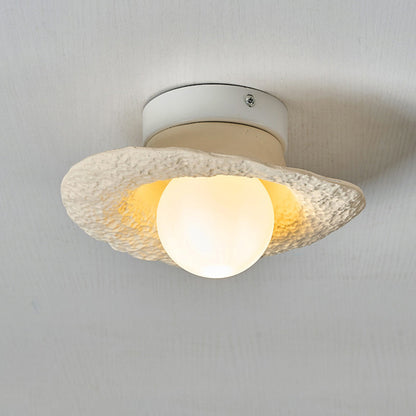 Contemporary Creative Irregular Round Ball Resin Hardware 1-Light Semi-Flush Mount Ceiling Light For Living Room