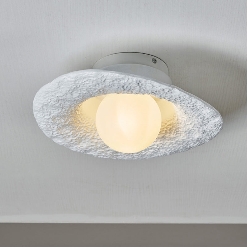Contemporary Creative Irregular Round Ball Resin Hardware 1-Light Semi-Flush Mount Ceiling Light For Living Room