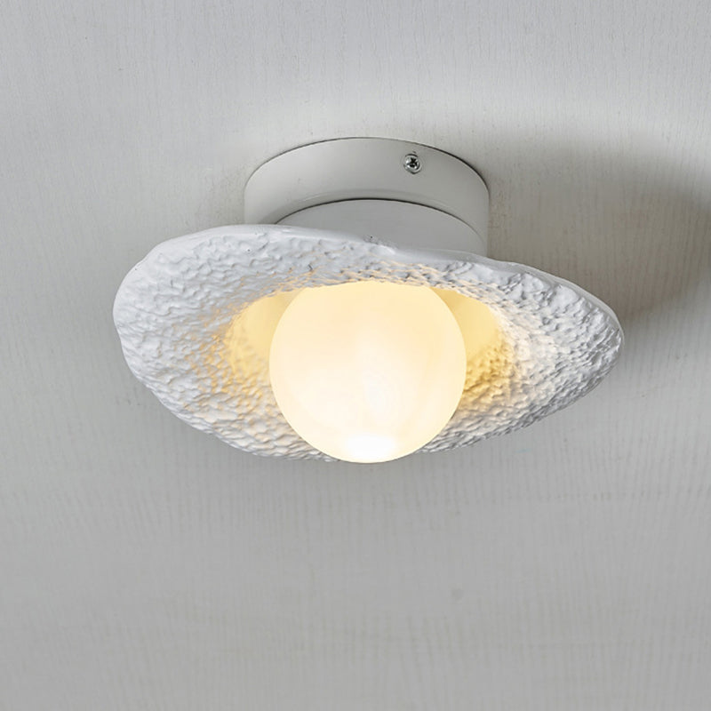Contemporary Creative Irregular Round Ball Resin Hardware 1-Light Semi-Flush Mount Ceiling Light For Living Room