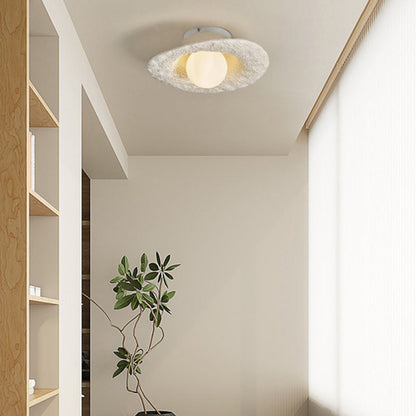 Contemporary Creative Irregular Round Ball Resin Hardware 1-Light Semi-Flush Mount Ceiling Light For Living Room