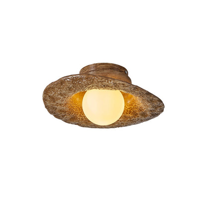 Contemporary Creative Irregular Round Ball Resin Hardware 1-Light Semi-Flush Mount Ceiling Light For Living Room