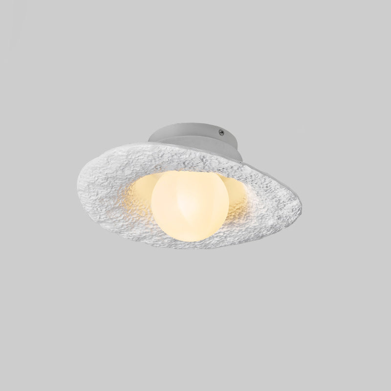 Contemporary Creative Irregular Round Ball Resin Hardware 1-Light Semi-Flush Mount Ceiling Light For Living Room