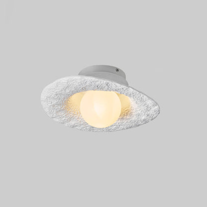 Contemporary Creative Irregular Round Ball Resin Hardware 1-Light Semi-Flush Mount Ceiling Light For Living Room