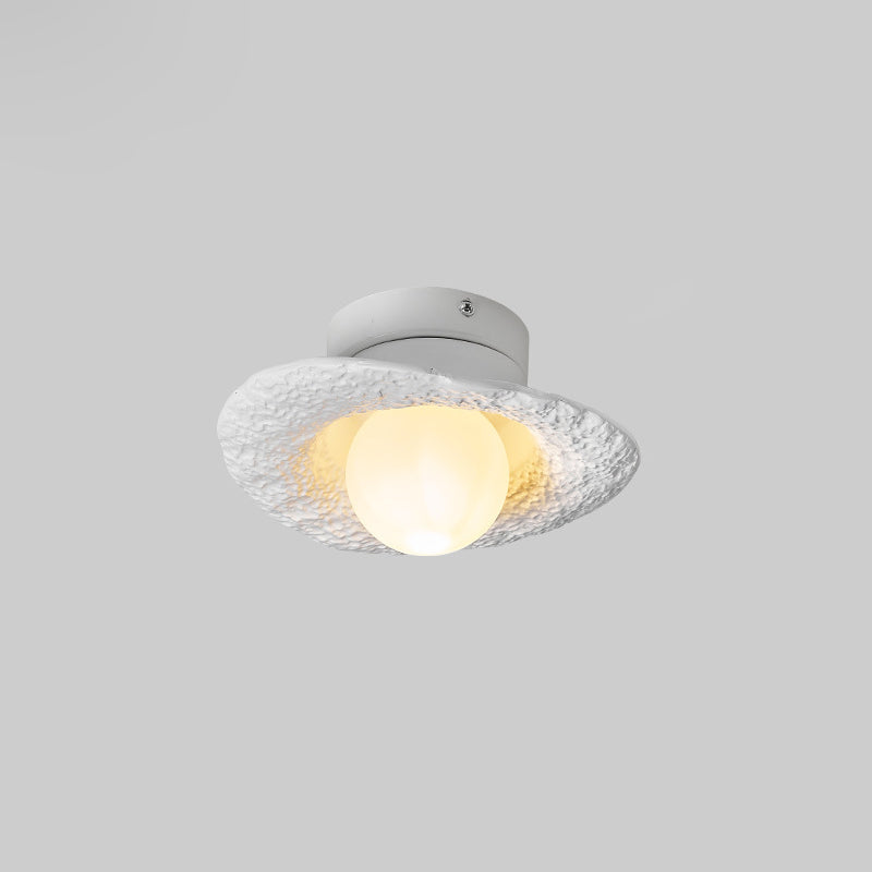 Contemporary Creative Irregular Round Ball Resin Hardware 1-Light Semi-Flush Mount Ceiling Light For Living Room