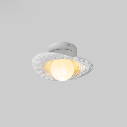 Contemporary Creative Irregular Round Ball Resin Hardware 1-Light Semi-Flush Mount Ceiling Light For Living Room