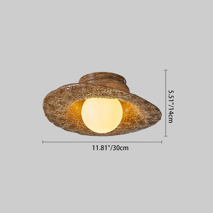 Contemporary Creative Irregular Round Ball Resin Hardware 1-Light Semi-Flush Mount Ceiling Light For Living Room