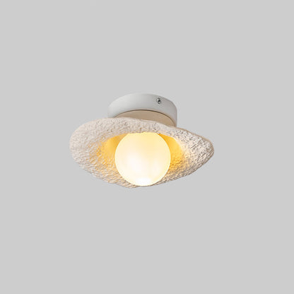 Contemporary Creative Irregular Round Ball Resin Hardware 1-Light Semi-Flush Mount Ceiling Light For Living Room