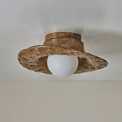 Contemporary Creative Irregular Round Ball Resin Hardware 1-Light Semi-Flush Mount Ceiling Light For Living Room