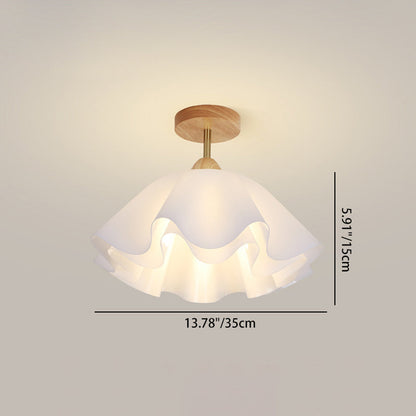 Modern Minimalist Double Petal Round PP Iron 1-Light Semi-Flush Mount Ceiling Light For Living Room