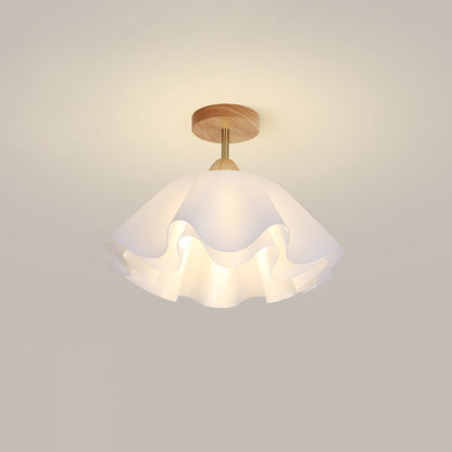Modern Minimalist Double Petal Round PP Iron 1-Light Semi-Flush Mount Ceiling Light For Living Room