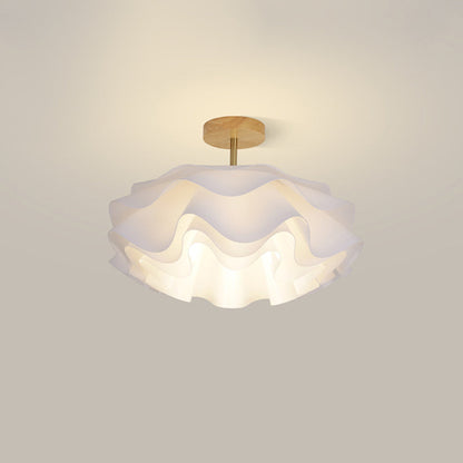Modern Minimalist Double Petal Round PP Iron 1-Light Semi-Flush Mount Ceiling Light For Living Room