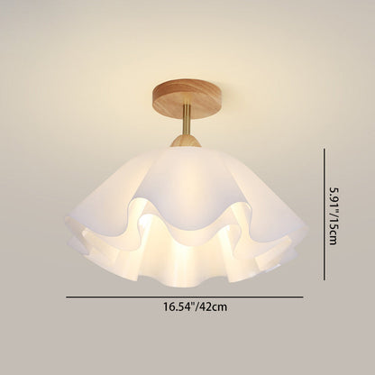 Modern Minimalist Double Petal Round PP Iron 1-Light Semi-Flush Mount Ceiling Light For Living Room