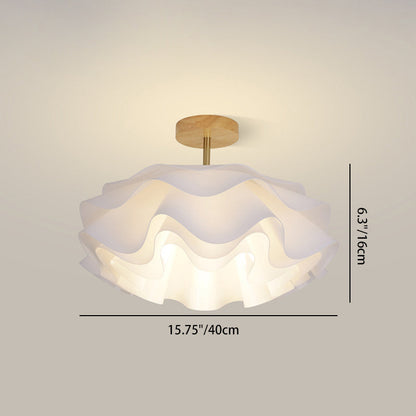 Modern Minimalist Double Petal Round PP Iron 1-Light Semi-Flush Mount Ceiling Light For Living Room