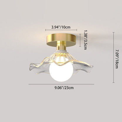 Contemporary Creative Orb Umbrella Round Glass Iron 1-Light Semi-Flush Mount Ceiling Light For Living Room