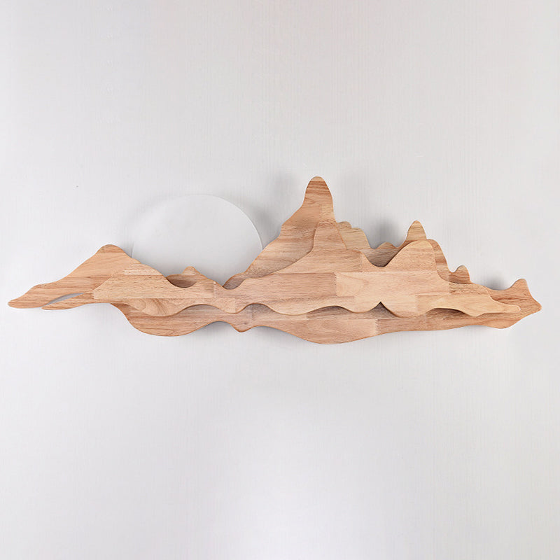 Traditional Chinese Moonlight Acrylic Solid Wood LED Wall Sconce Lamp For Bedroom