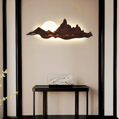 Traditional Chinese Moonlight Acrylic Solid Wood LED Wall Sconce Lamp For Bedroom
