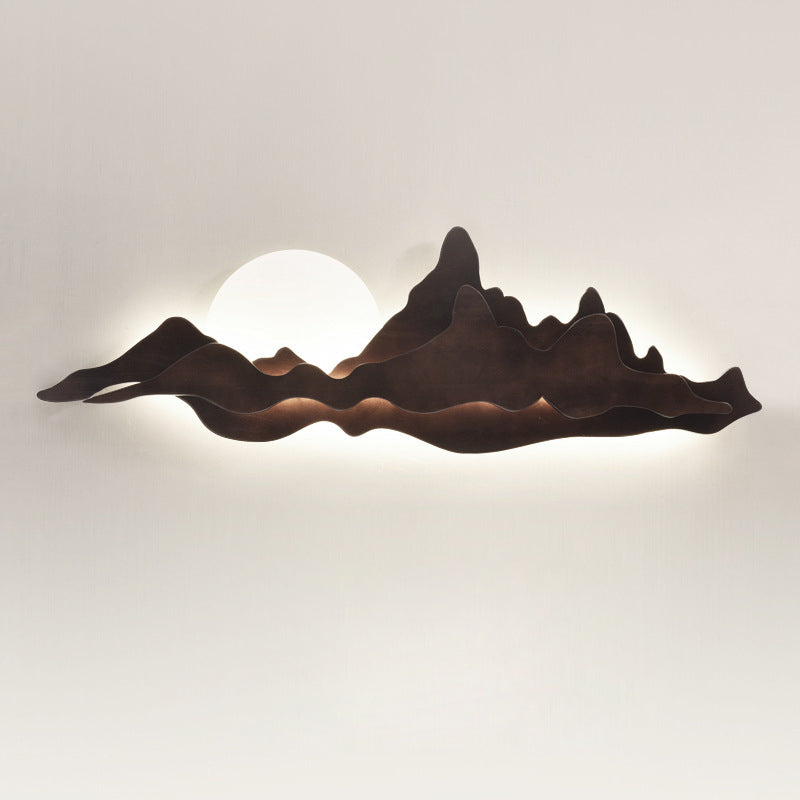 Traditional Chinese Moonlight Acrylic Solid Wood LED Wall Sconce Lamp For Bedroom