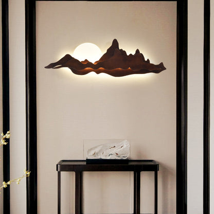 Traditional Chinese Moonlight Acrylic Solid Wood LED Wall Sconce Lamp For Bedroom