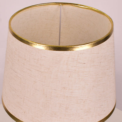 Modern Minimalist Round Cylinder Fabric Iron 1-Light Table Lamp For Bedroom