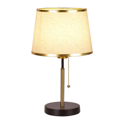 Modern Minimalist Round Cylinder Fabric Iron 1-Light Table Lamp For Bedroom