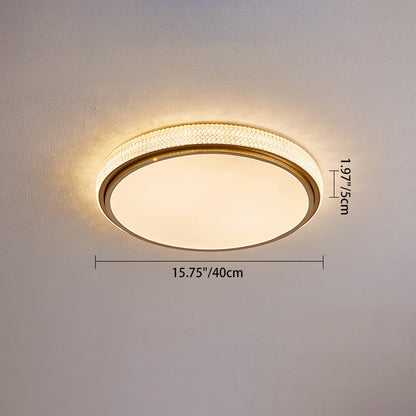Modern Minimalist Round Grainy Acrylic Iron LED Flush Mount Ceiling Light For Living Room