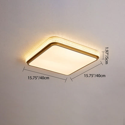 Modern Luxury Square Rectangle Crystal Acrylic Iron LED Flush Mount Ceiling Light For Living Room