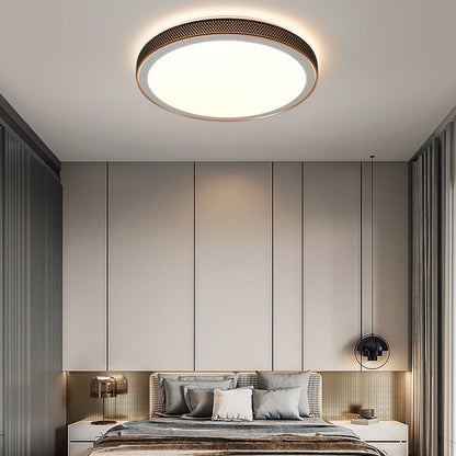 Modern Minimalist Round Grain Acrylic Hardware LED Flush Mount Ceiling Light For Living Room